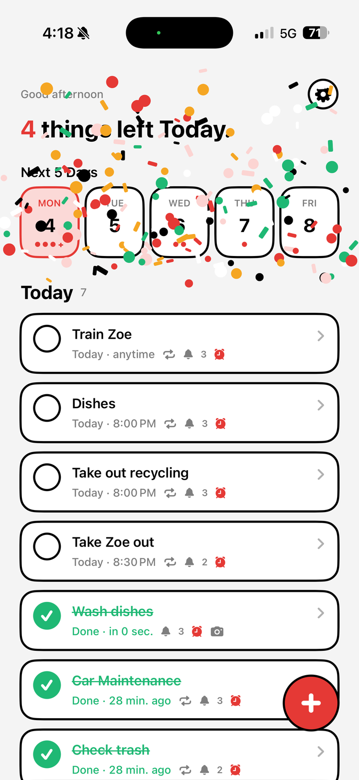 Task completion celebration